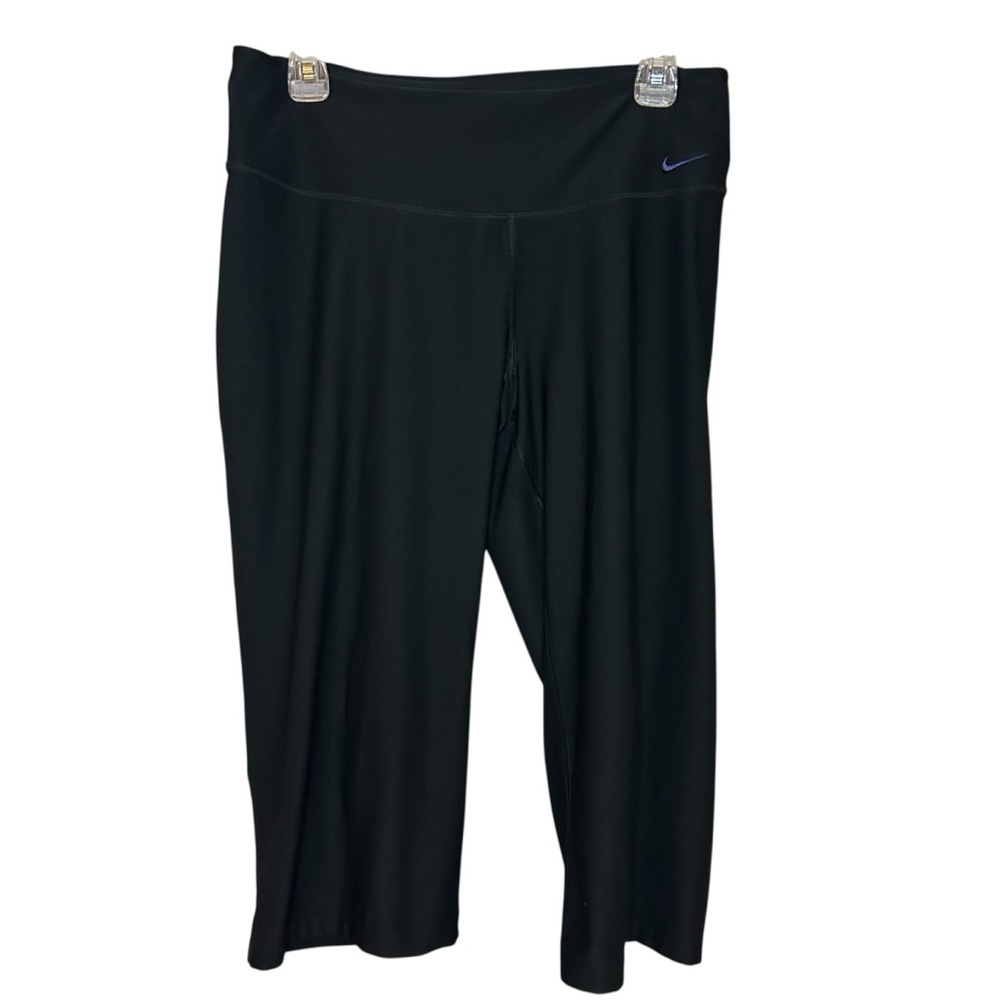 Nike Dri-FIT Capri Leggings Black Purple Logo Women’s Medium